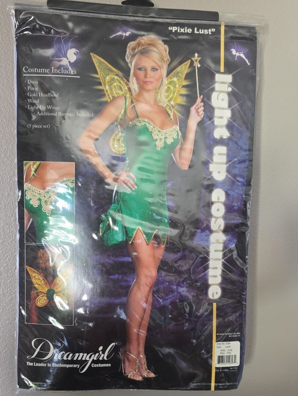 Dreamgirl Pixie Lust Light-Up Costume in Green and Gold